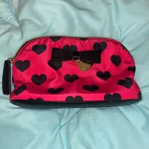 Betsey Johnson Heart Patterned Cosmetic Bag with‎ Bow